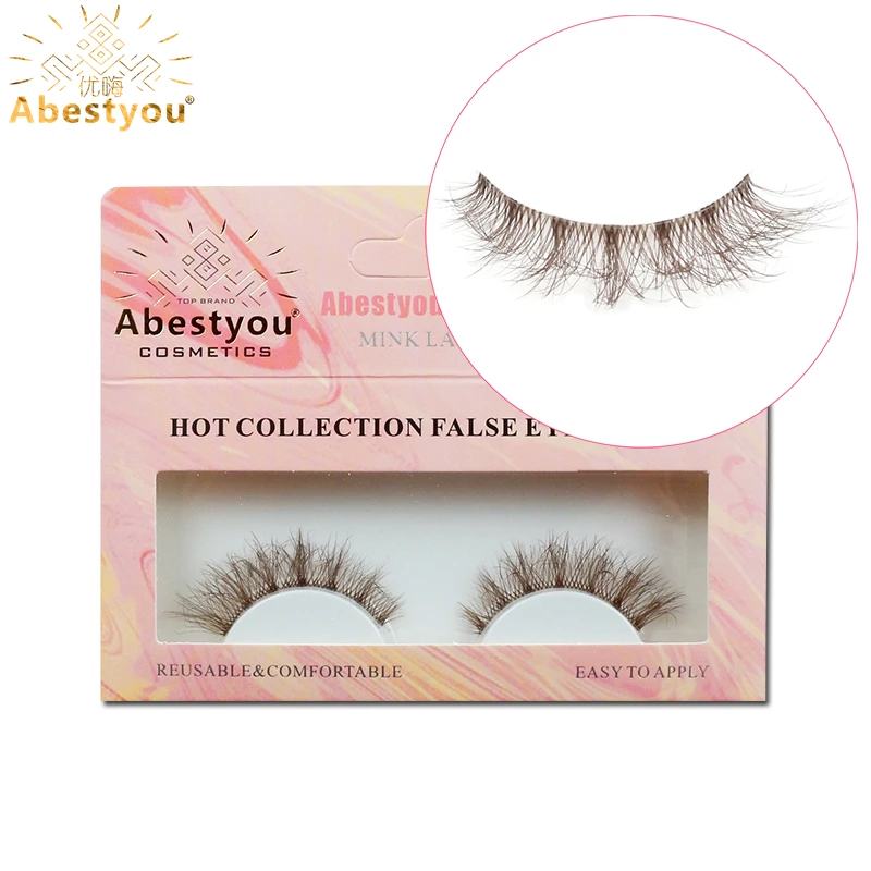 

Abestyou New 10-15mm 1pair 5d Fluffy Mink Colorful Eyelashes Costume Fancy Ball Dramatic Unique Dark Brown Coloured False Lashes