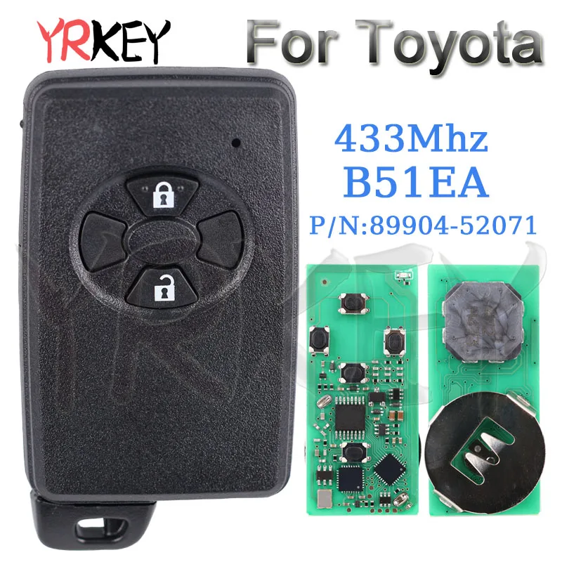 Smart Car Remote Key for Toyota Yaris Rav4 Auris Corolla 2006+ PCB P1 D4 4D Keyless Start 433Mhz 89904-52071 B51EA 2Buttons