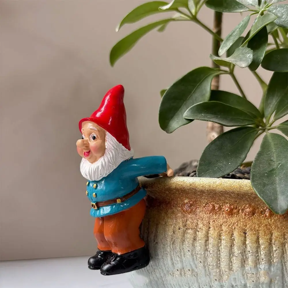 Zabawna Kreskówkowa Figurka Krasnoludków Elfów Śliczne Rękodzieło Krasnolud Wisząca Doniczka na Kwiaty Rękodzieło z Żywicy Wspinające się Figurki Krasnoludków Ogród Zewnętrzny