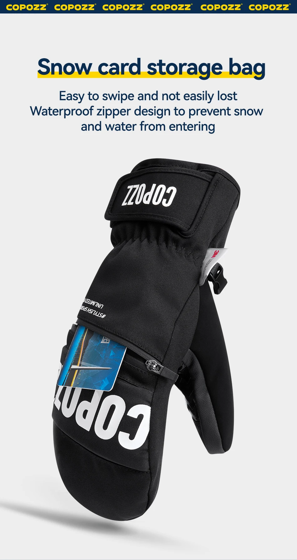 COPOZZ Verbesserte Verdickte Skihandschuhe Winter Herren Damen 3M Thinsulate Thermische Snowboardhandschuhe Wasserdichte Warme Fäustlinge Skihandschuhe – Detail 7