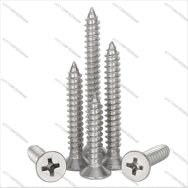 For 304 Stainless Steel Cross Groove Countersunk Head Self-tapping Bolts and Screws GB846 Flat Head Wood Tooth Furniture