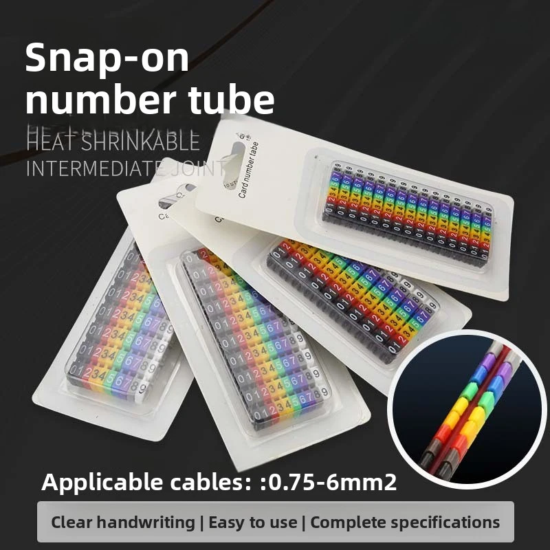 100/150Pcs C-Type Cable Markers, Colorful Number Tubes for 2-10mm, Network Cat5e Identification