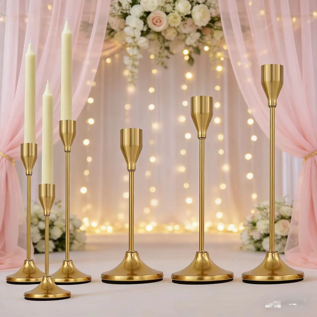 3-teiliges Europäisches Metall-Kerzenhalter-Set Tisch-Kerzenständer für Hochzeit, Abendessen, Weihnachten, Wohnzimmer, Kamin-Dekoration