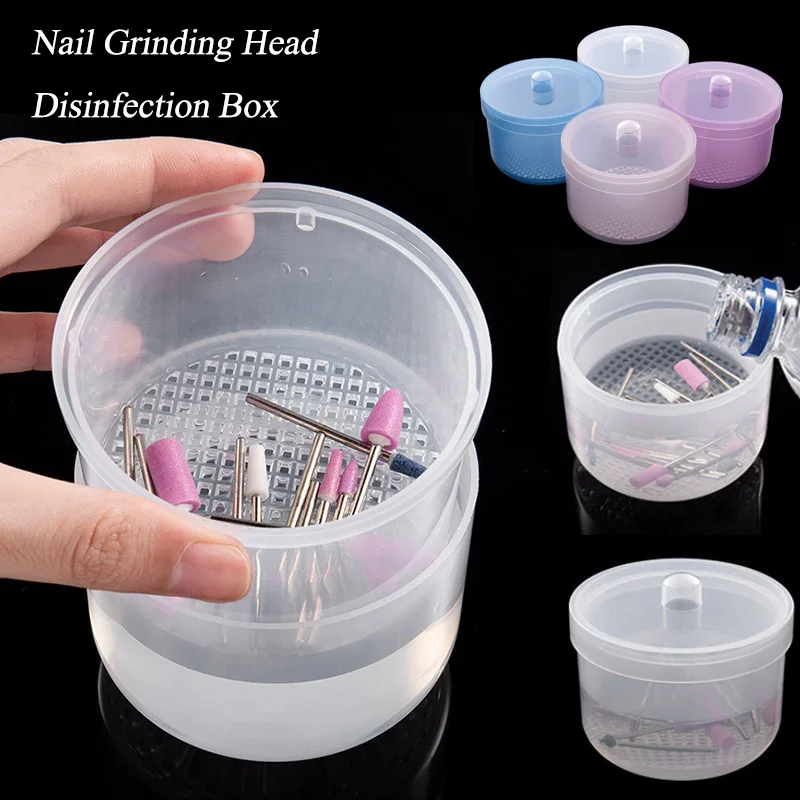 4-Colors Disinfection Storage Box 82*85mm Nail Polishing Head Cleaning Box Pink/Blue/Purple /Clear Manicure Cleaning Box TD-1