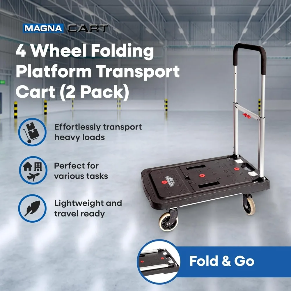 Imagem -06 - Easy Folding Platform Transport Cart Magna Cart ff de Borracha Roda Giratória de 360 Graus 300 Libras de Capacidade Telescópica 36