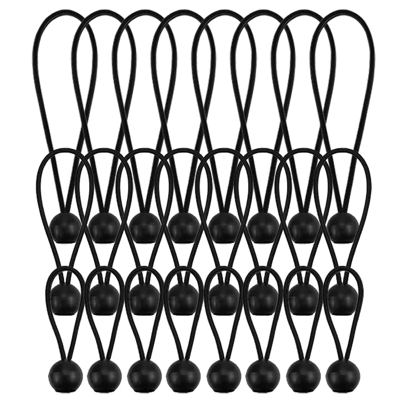 24 Pack Ball Bungee Cord, 3 Specifications Bungee Cord Balls Canopy Tarp Tie Down Bungee Balls for Home Use, Camping, Tents, Car