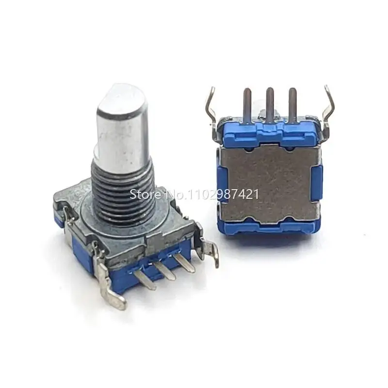 2 Piece EC11 Audio Digital Potentiometer Rotary Encoder Horizontal Side Adjustment Without Switch Smooth No Stepping Shaft 15MM