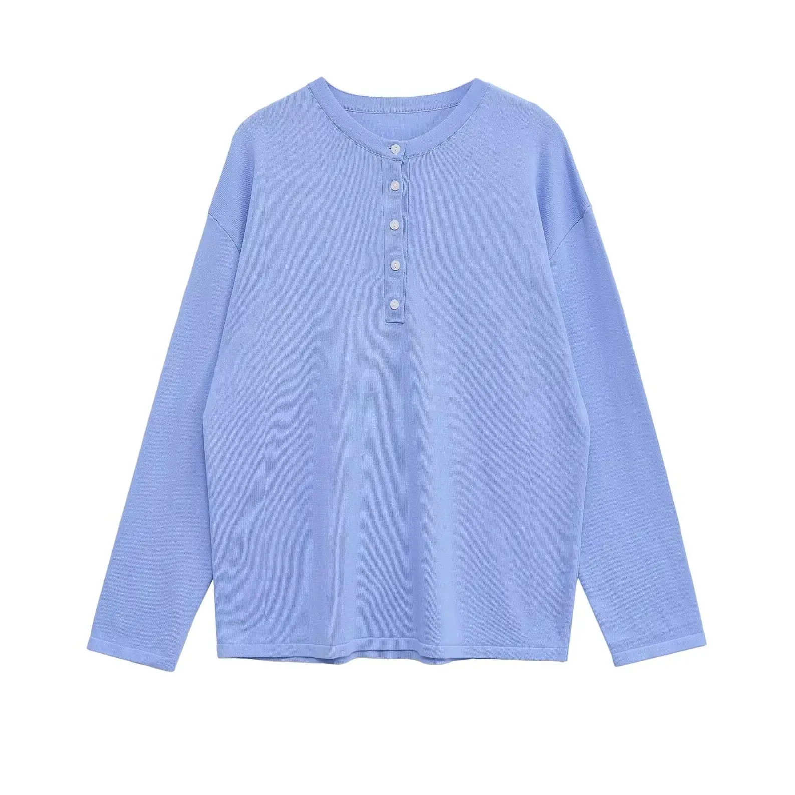 KONDALA Chic Autumn Knitted Solid 2025 Women Sweater Vintage O-Neck Fashion Buttons Casual Long Sleeve Female Elegant Knitwear