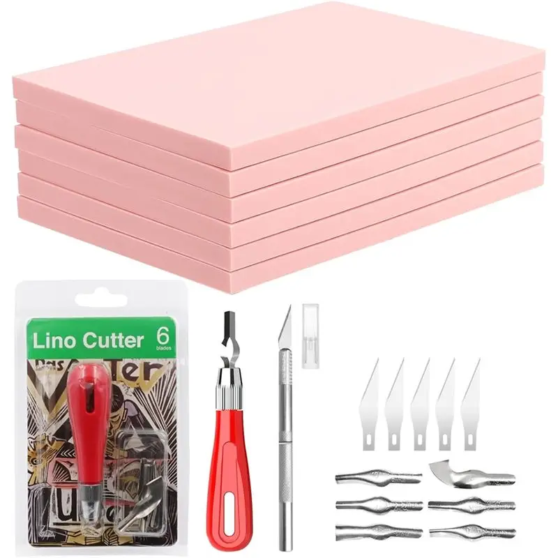 

A60zrubber Stamp Making Kit, Linoleum Block, Carving Tool, Replacement Parts Kit For DIY Stamp Carving Craftsmay