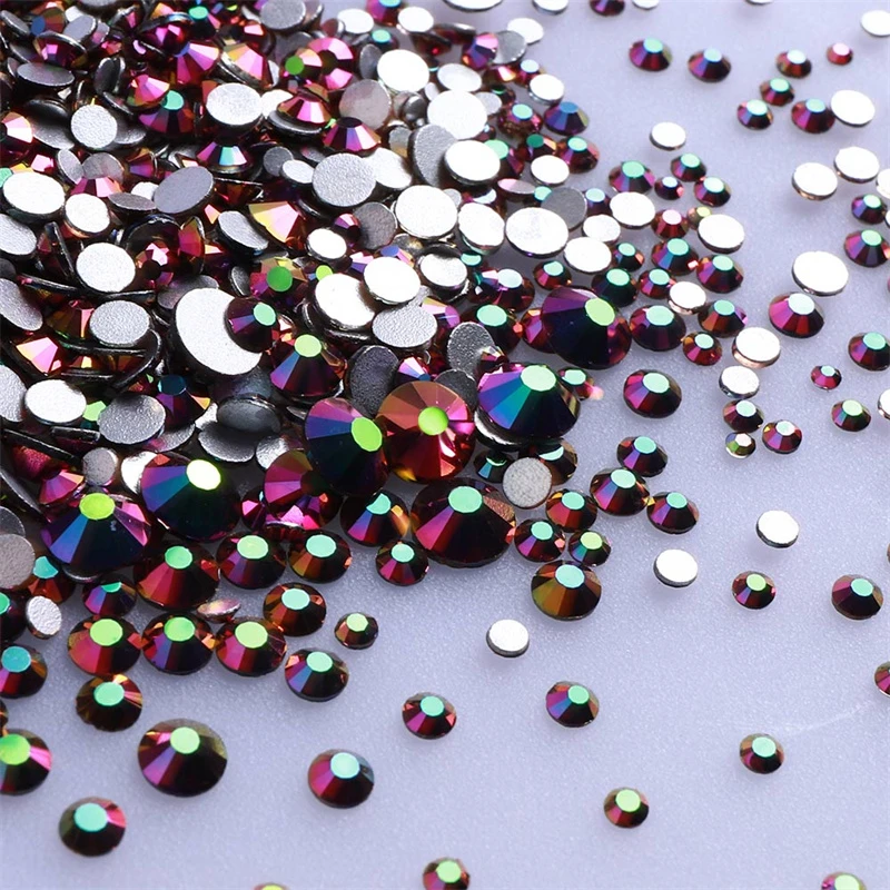 1440 Stück Mix-Größe Glas Flatback Strass Glitzer Kristall AB Runder Diamant Nicht Hotfix Kleber auf Stein für DIY Nail Art Dekoration