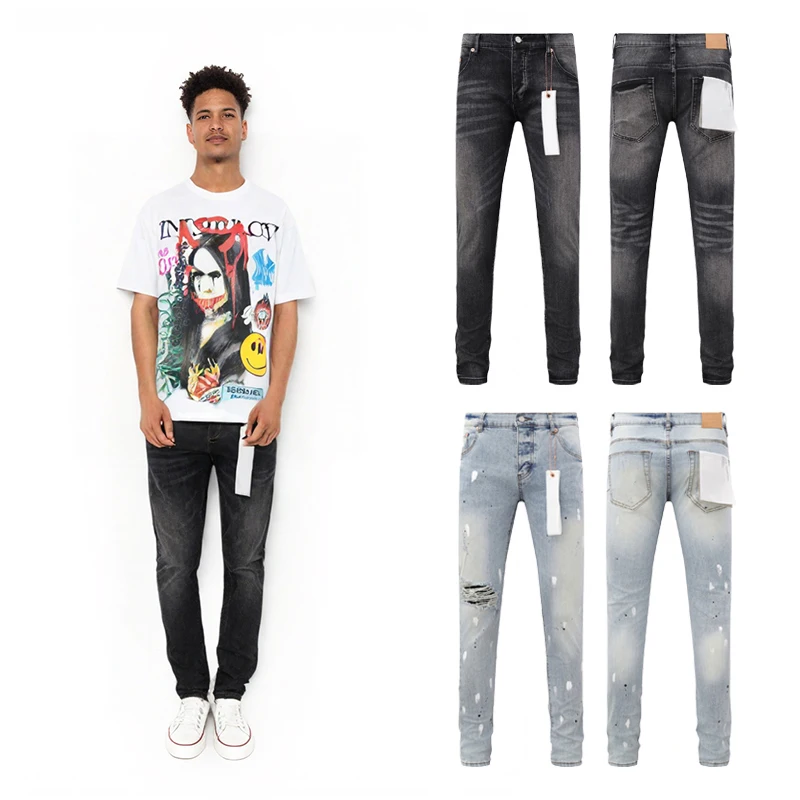 

Y2k Clothes Hip Hop Slim Fit Denim Jeans Streetwear Rock Ripped Jeans Fashion Men Distressed Casual Printed Pants Men's Clothing