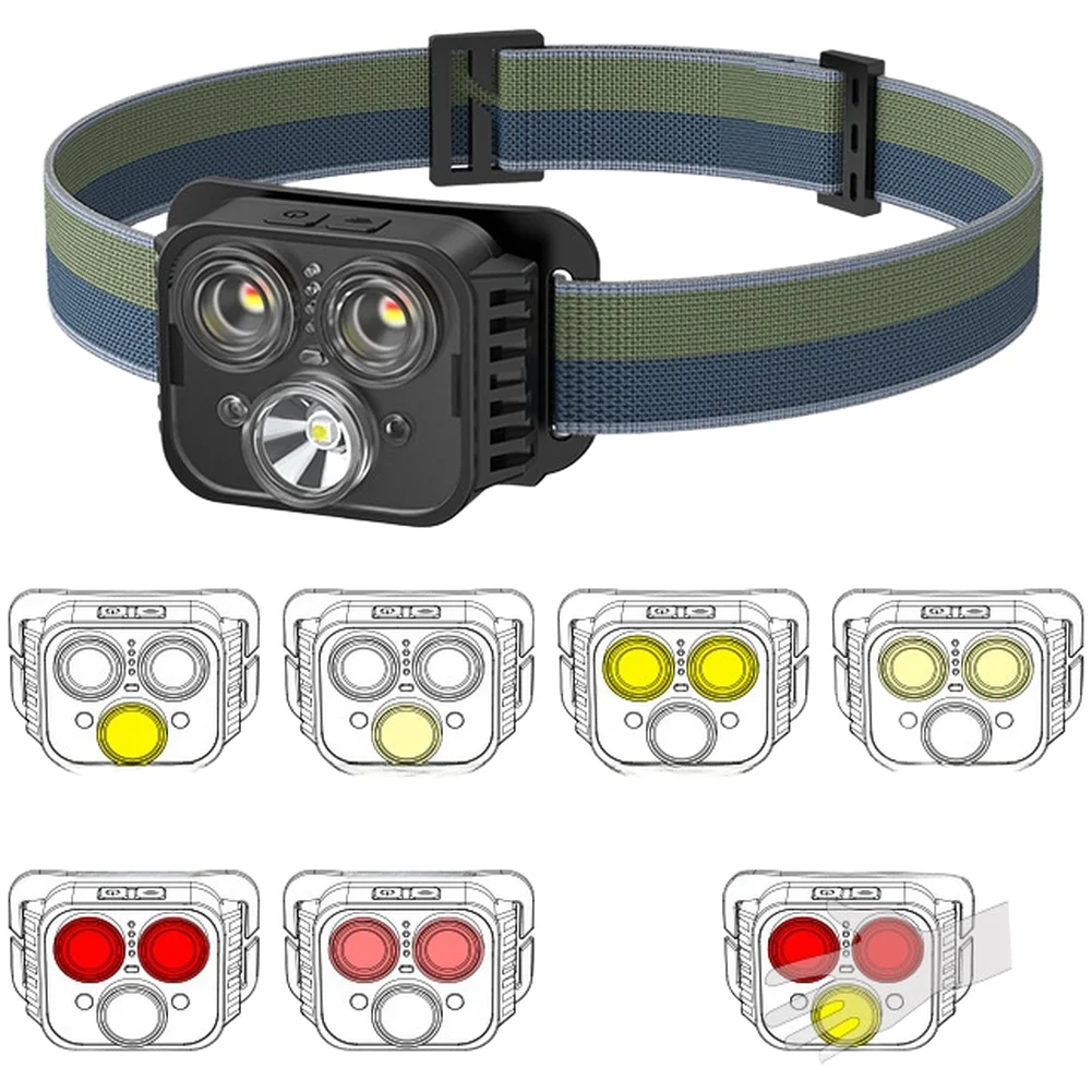 

Перезаряжаемый светодиодный налобный фонарь с USB-зарядкой, датчиком движения, светодиоды XPG COB, красный, белый цвет для пеших прогулок и активного отдыха