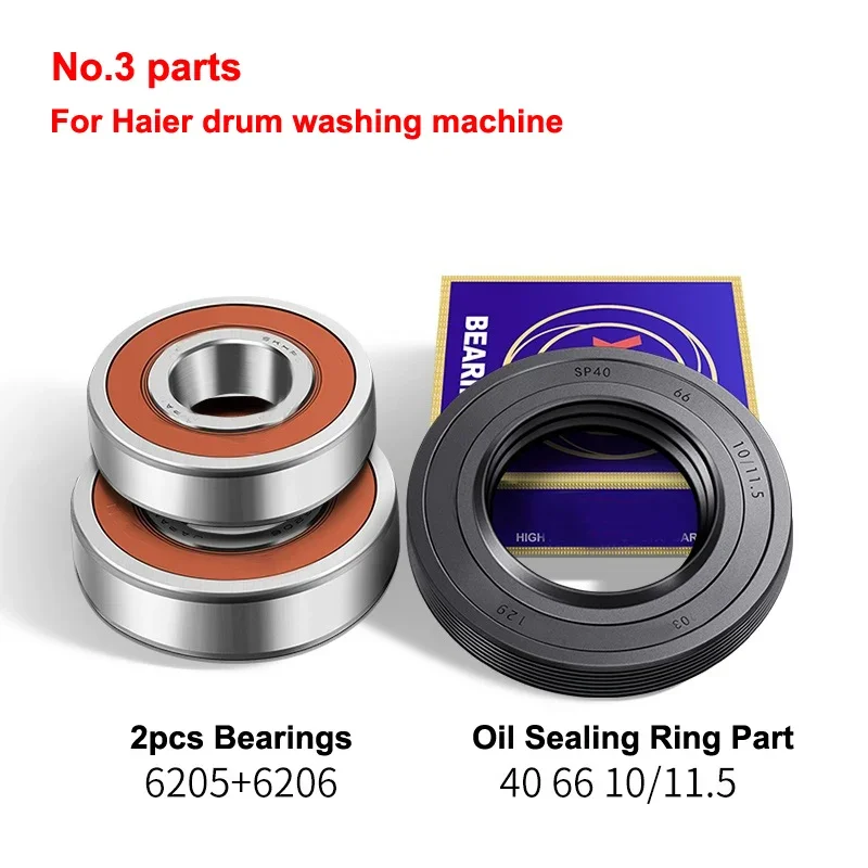 For Haier Drum Washing Machine Bearing Sets (6205 6206) And Water Seal(40*66*10*11.5)Oil Seal Original Sealing Replacemet Parts