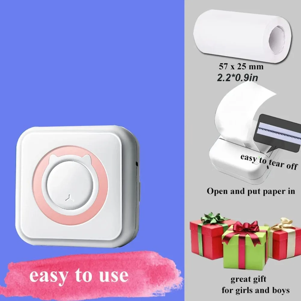 

New Thermal Mini Printer Pocket Sticker Paper Inkless Printer Portable Wireless Bluetooth Printer