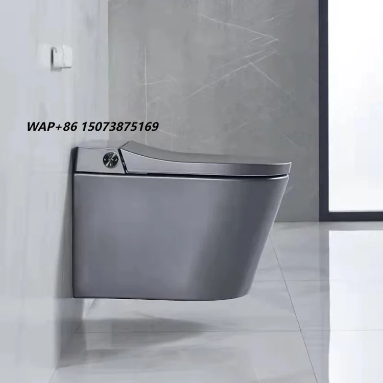 New Design Bathroom Ceramic Wall Mount Drain Intelligent Automatic Matt Grey Color Wall Hung Smart Toilet Bowl with Bidet