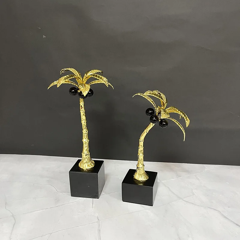 Simple modern light luxury metal coconut tree ornament model room sales office living room entrance wine cabinet home decoration