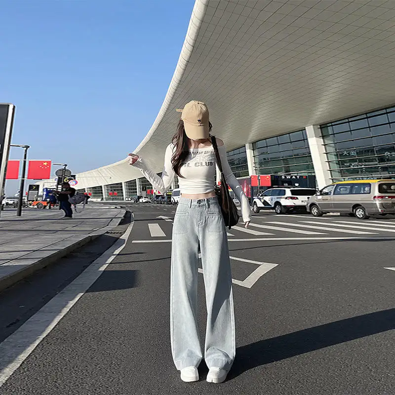 

High Waist Wide Leg Jeans Women Loose Fit Straight Leg Pants Autumn Winter New Style plus Size Slimming Trousers
