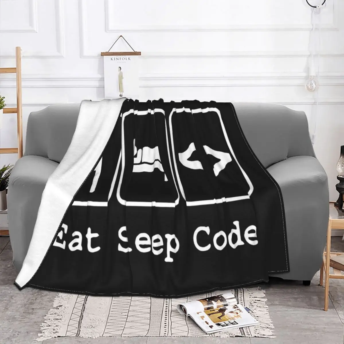 Eat Sleep Code Mens Womens Computer Science Programmer Geek Java C Html Men's S Tees Streetwear Throw Blanket