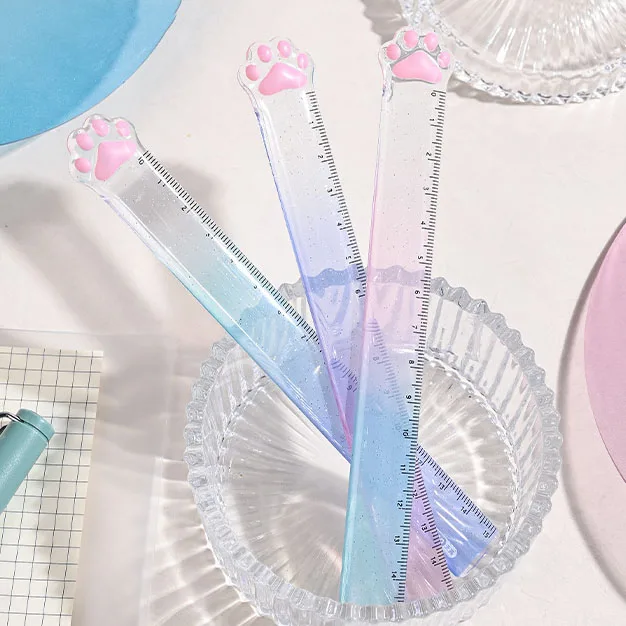 

Gradient Cat Paw Straight Ruler 15CM Student Measuring Tool Drawing Ruler Korean Style School Stationery Supplies Accessories