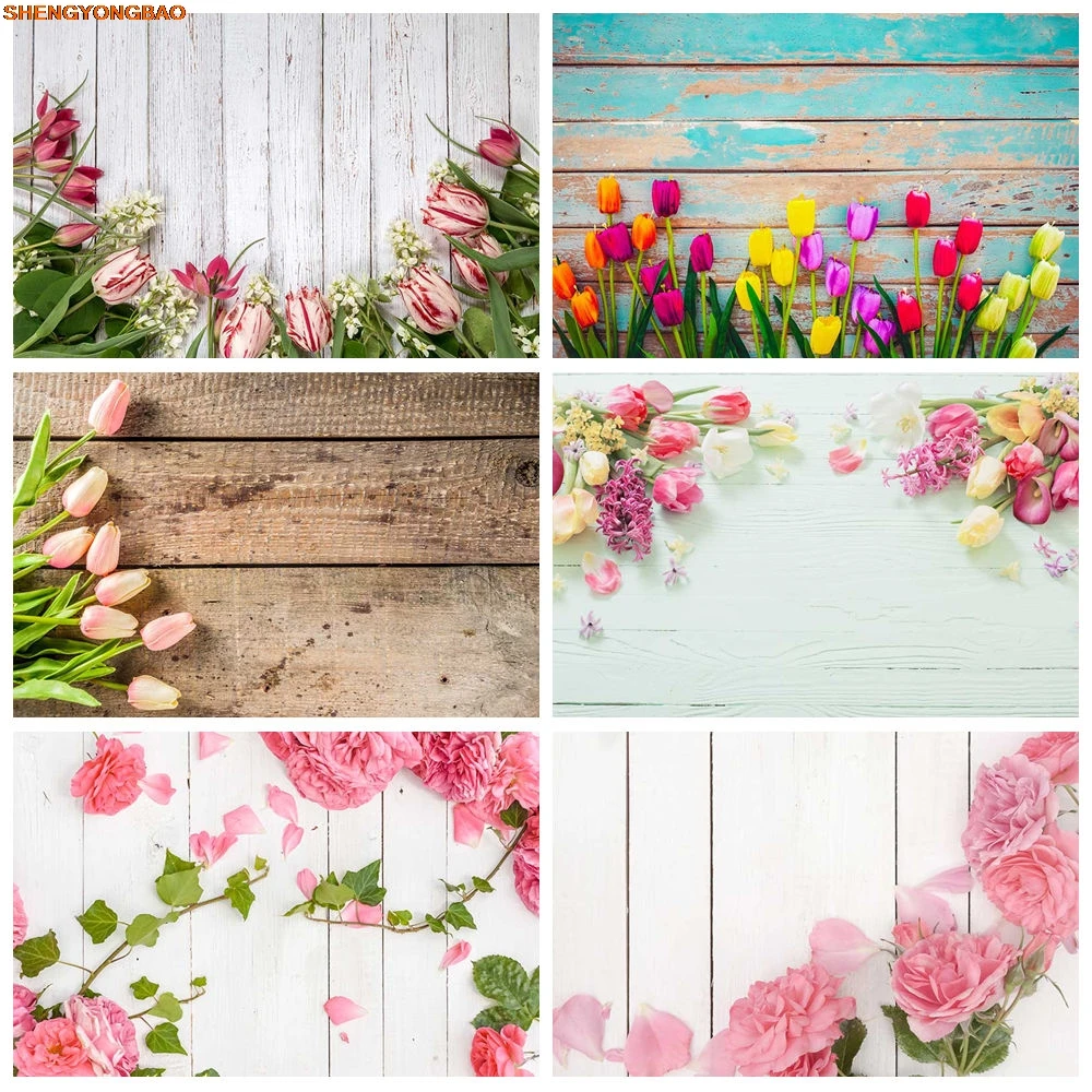 

Spring Wood Plank Backdrop Photography Wallpaper Board Newborn Background Product Shooting Props Studio Photocall