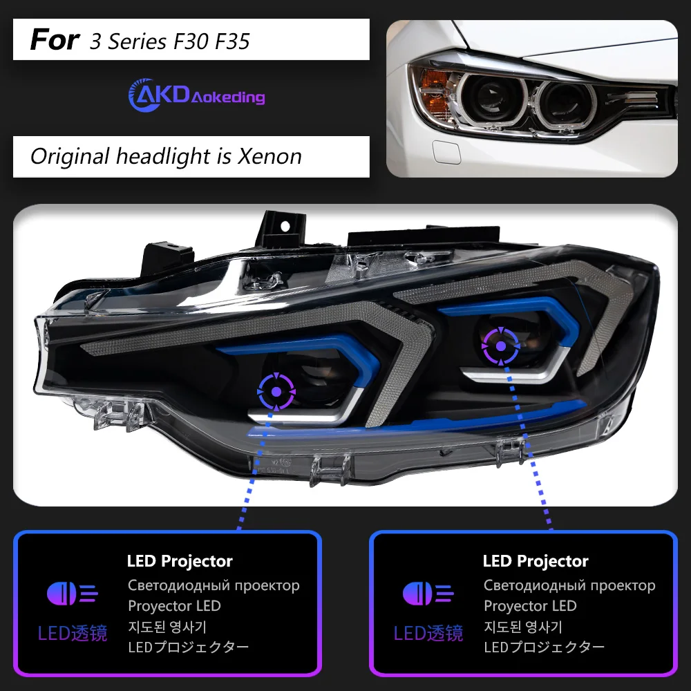 AKD Car Lights for BMW F30 LED Headlight Projector Lens F31 Head