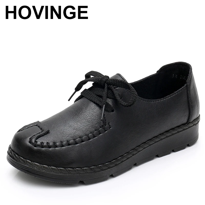 Leather Women's Shoes Casual Slip-on Loafers Ladies Casual Shoes Black Moccasins Sneakers Comfortable Flat Shoes