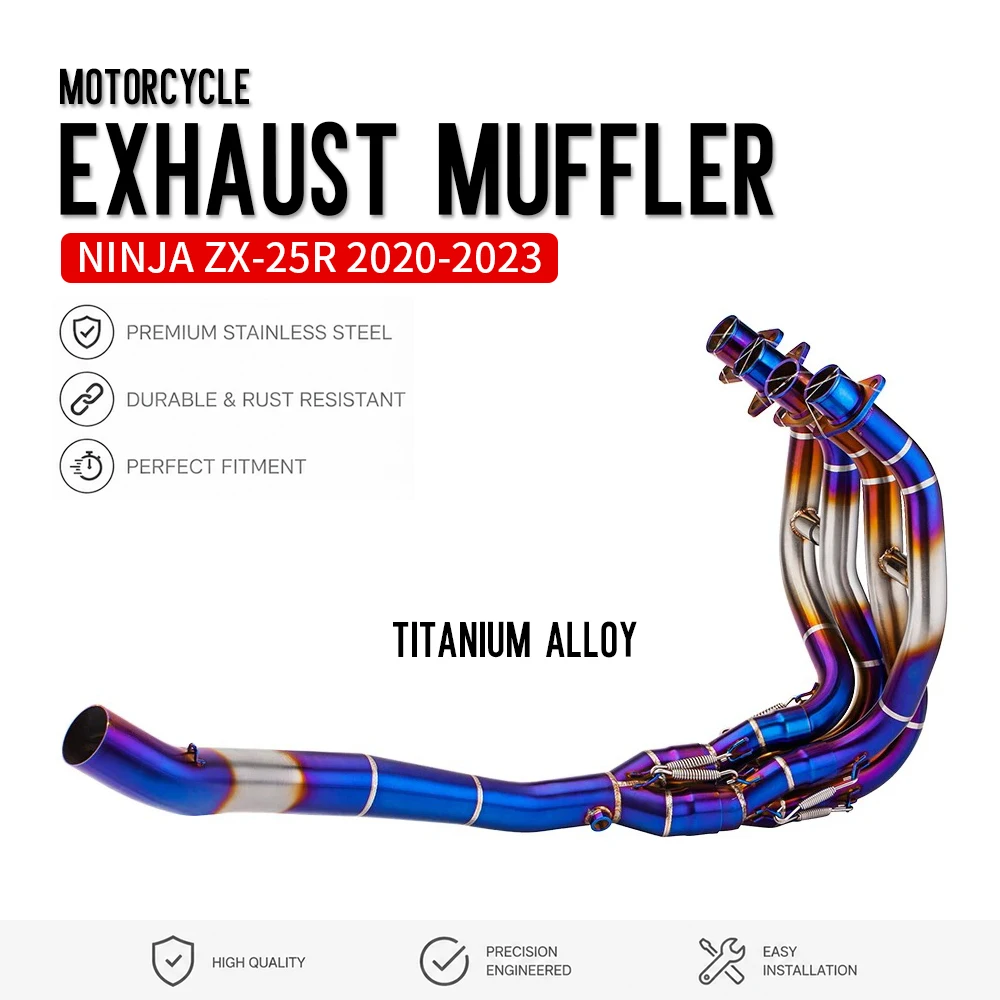 ZX25R Motorcycle Exhaust Front Middle Muffler Pipe Ninja ZX-25R ZX250 2020-2024 For KAWASAKI Titanium Alloy Pipe Head Pipe