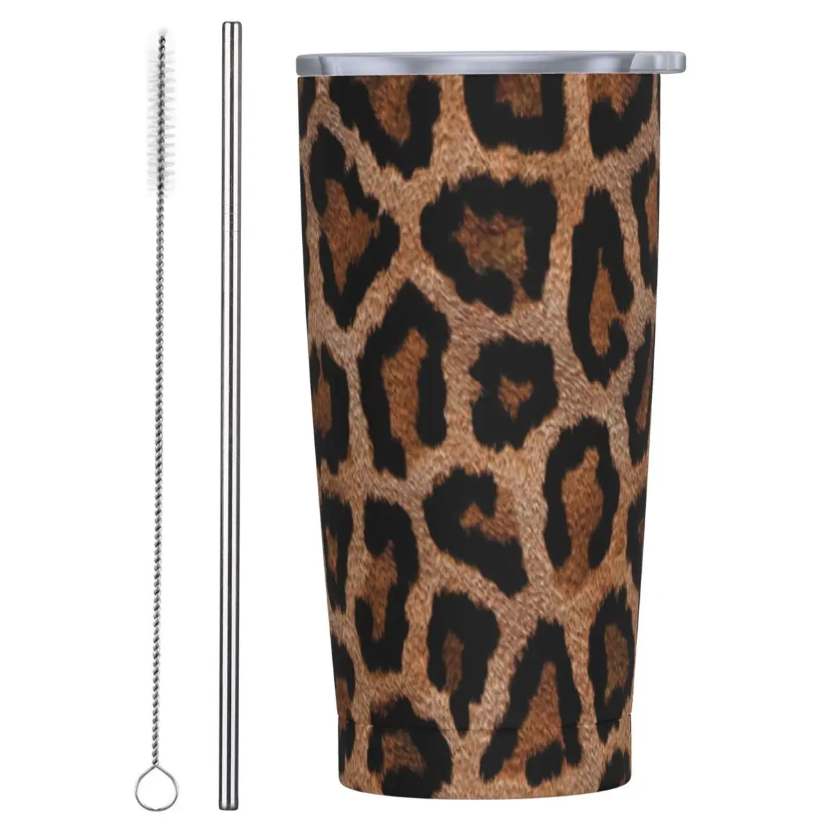 

Animal Print Stainless Steel Tumbler Spotted Leopard Camping Thermal Mug With Straws and Lid Mugs Cup Cold and Hot Water Bottle