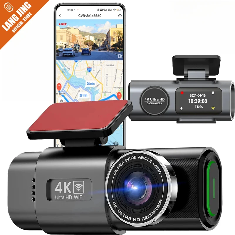 

Car DVR night vision dual lens dash cam 4K UHD recording car camera DVR night vision video recorder built-in WiFi support GPS 24