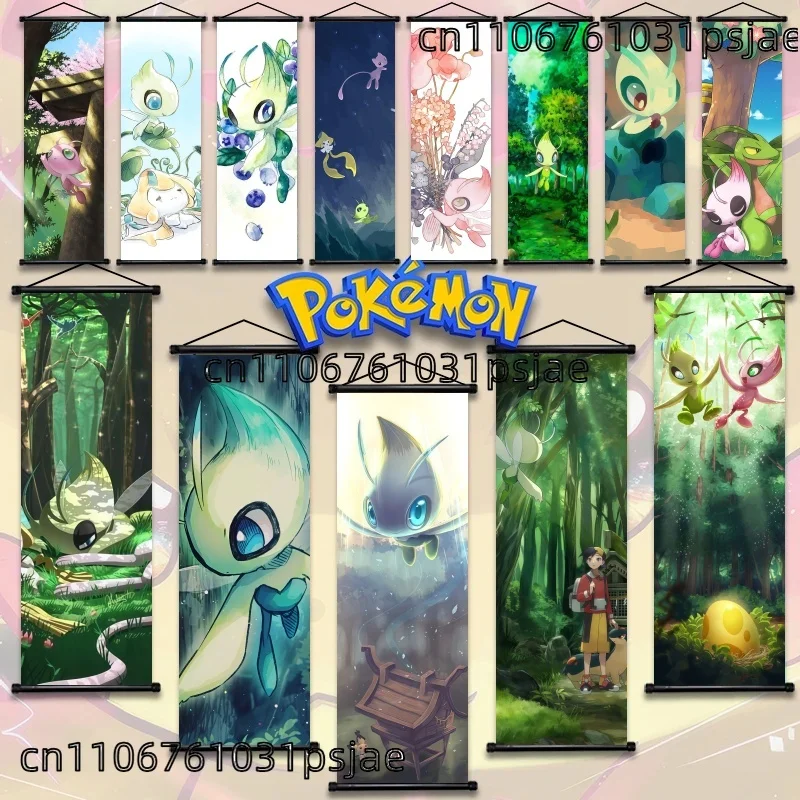

Pokemon Celebi Hanging Scroll Posters Cute Anime Wall Decor for Kids' Rooms Perfect Gift for Pokémon