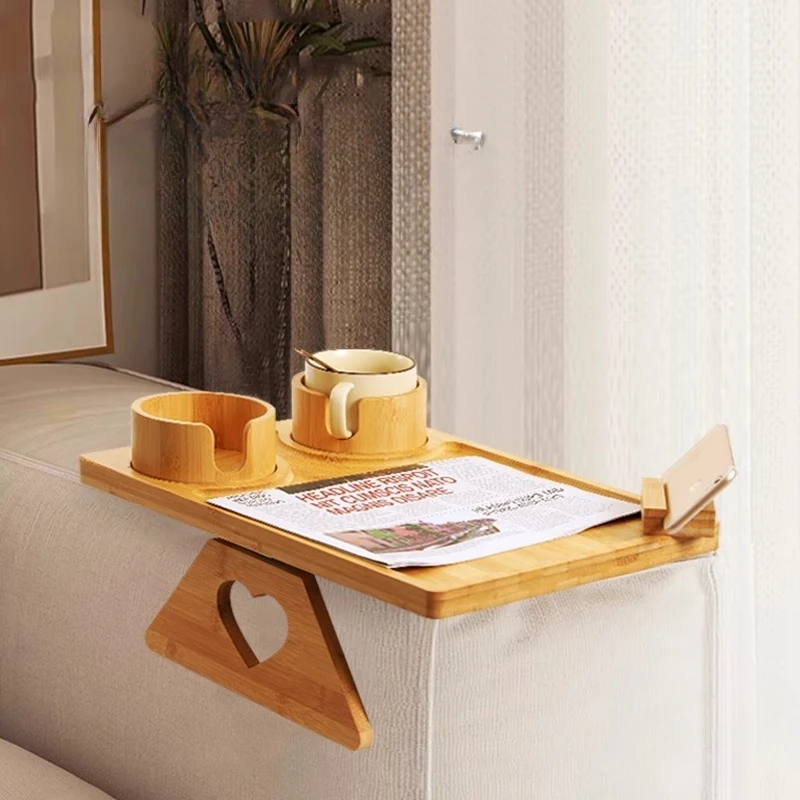 Adjustable Sofa Arm Tray Table Multi-Purpose Bedside Caddy Space Saving Mountable Desk for Small Apartment for Couch/Bed