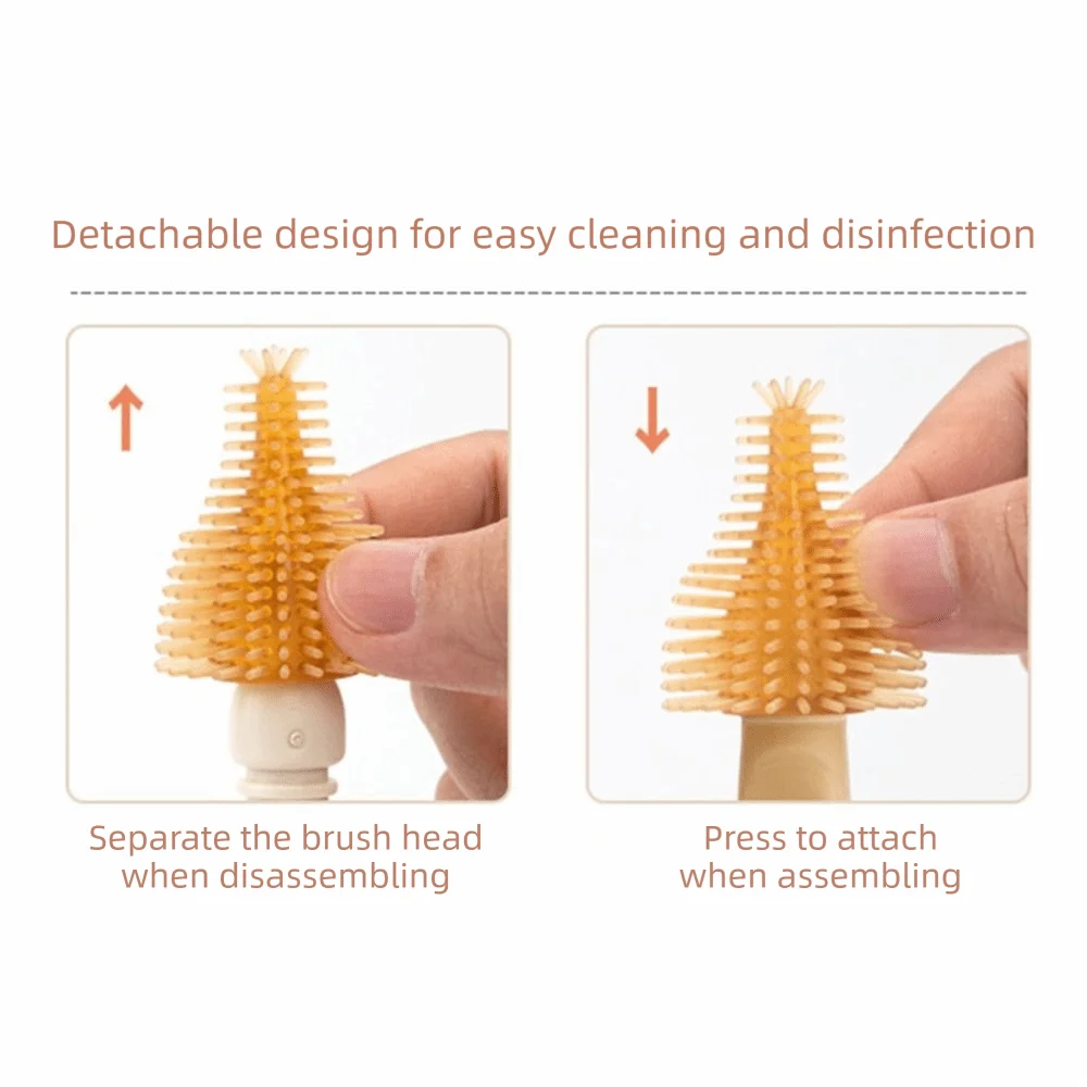 Soft Head Brush 7 in 1 Bottle Brush Kit Vertical Drying Rack Cotton Brush Bottle Cleaning Tool Detachable Dust Cover