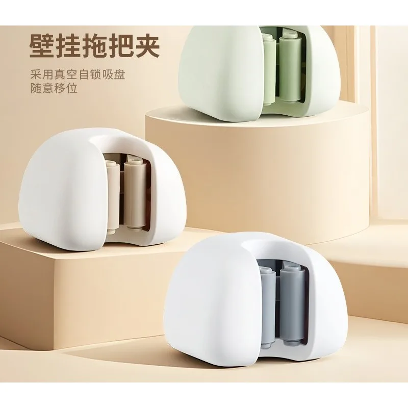 Suction Cup Mop Holder, No Drilling Needed, Strong Load-Bearing, Bathroom Mop, Broom, and Cloth Rack