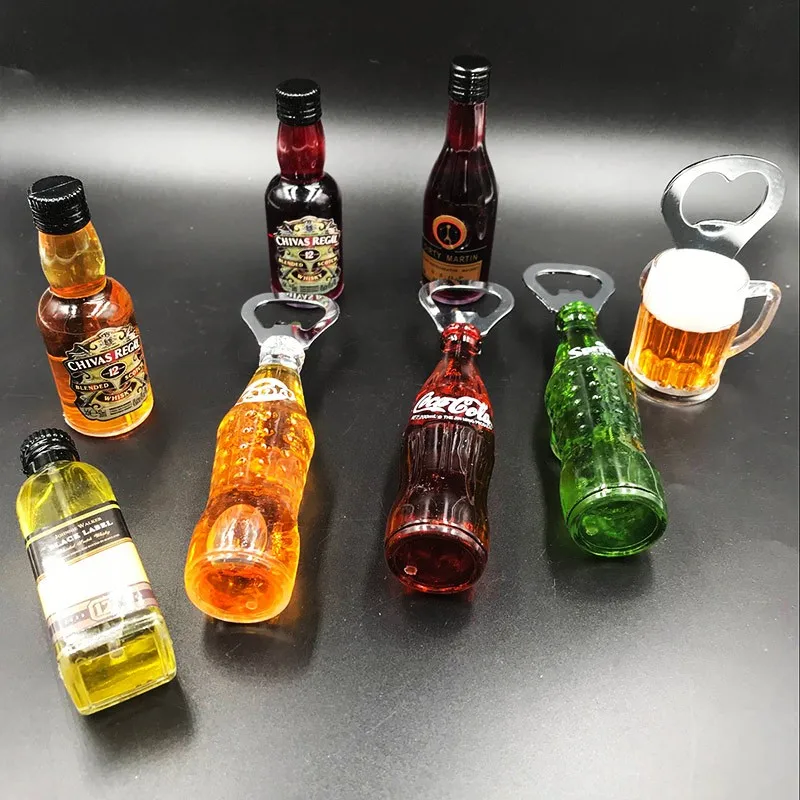 ビール瓶クリエイティブ冷蔵庫マグネットコーラ栓抜き磁気冷蔵庫用マグネット樹脂 3D ステッカー家の装飾