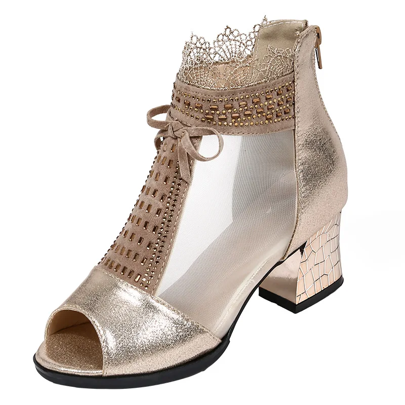 

2025 fashion Summer New Mesh Hollow Breathable Women's Shoes plus size 42 Platform High-heeled comfortable Sandals female
