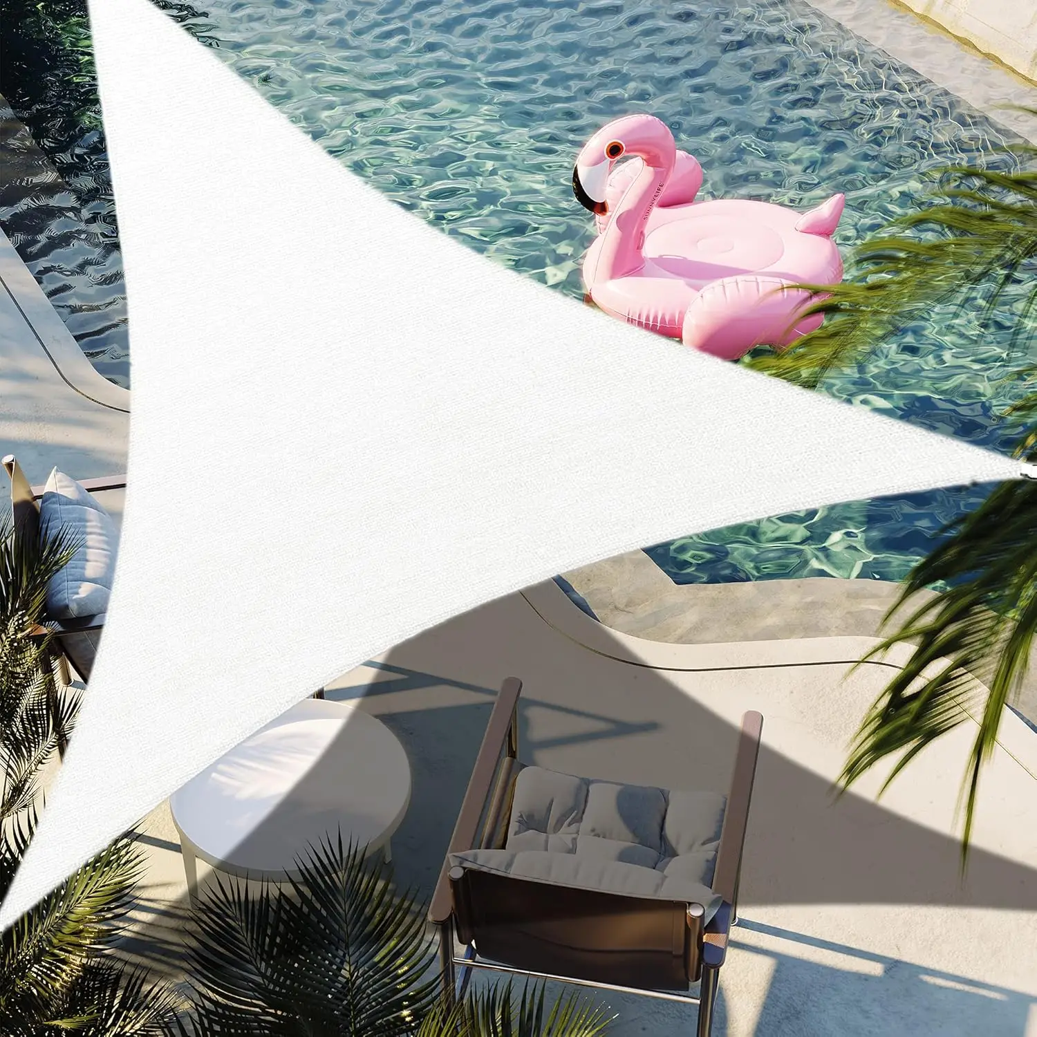 

32' x 32' White Triangle Sun Shade Sail, UV Block Fabric Awning Custom