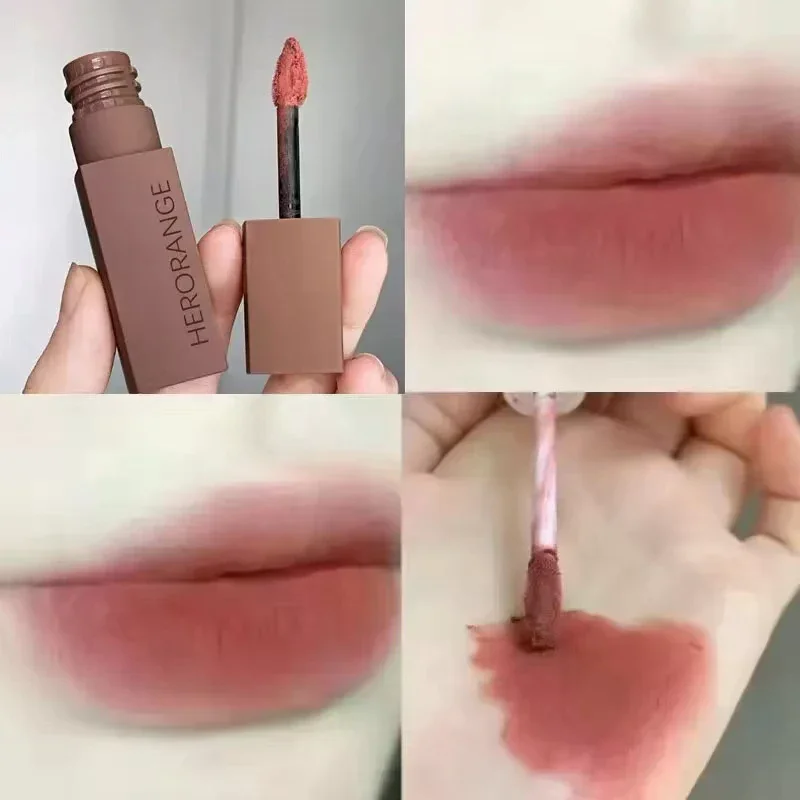 HERORANGE Velluto opaco Fango per labbra Tazza antiaderente impermeabile a lunga durata Lucidalabbra Liscio setoso Nebbia morbida Rossetto Cosmetici per il trucco