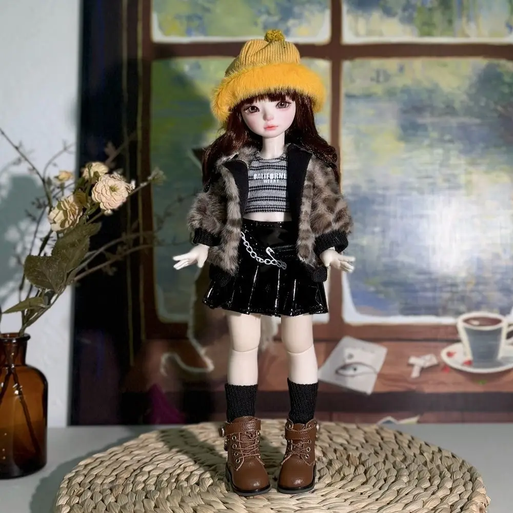 Cute Fashion 30cm Doll Clothes with Hat Doll Accessories Sweater Overalls Set Casual Pretty 1/6 BJD Doll Outfit Girls Toy Gifts