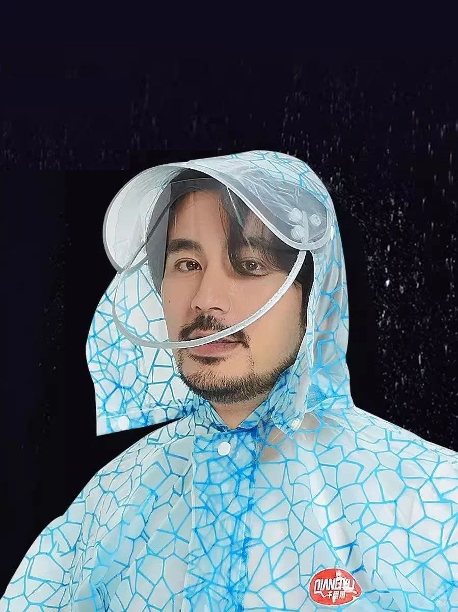 Мужской водонепроницаемый прозрачный плащ из ПВХ с абстрактным принтом, свободная непромокаемая куртка с капюшоном, брюки Sut