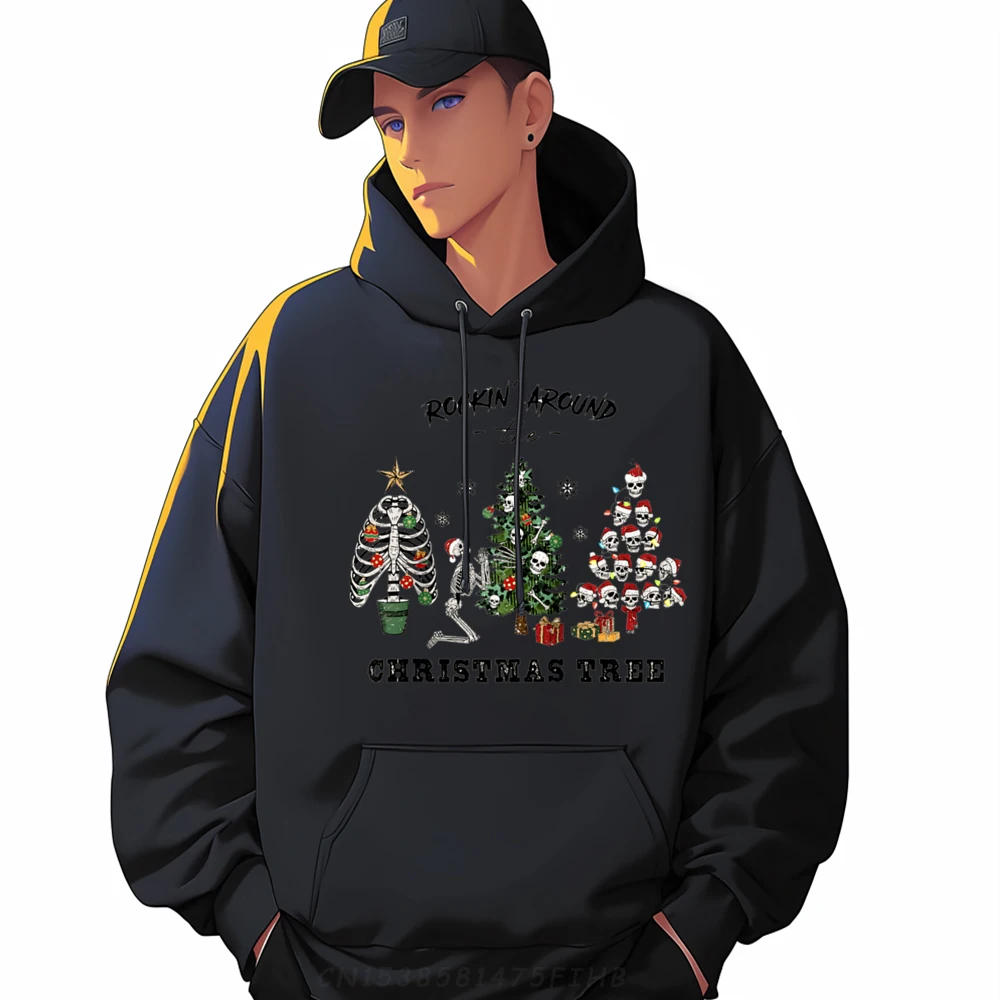 

Rockin' Around The Christmas Tree Xmas Skeleton Retro Skull Oversized Hoodie Clothes Tops & Tees Lovers Day