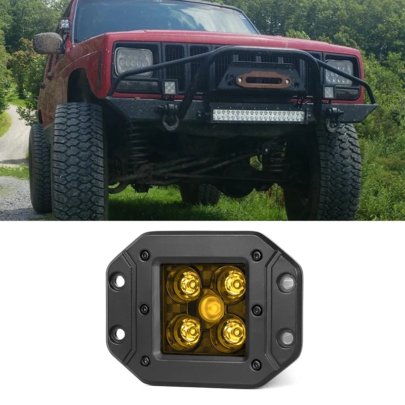 25W LED Off-Road Work Light Waterproof Driving Light Square Fog Light Yellow Light For Car Truck Atv Trailer Motorcycle