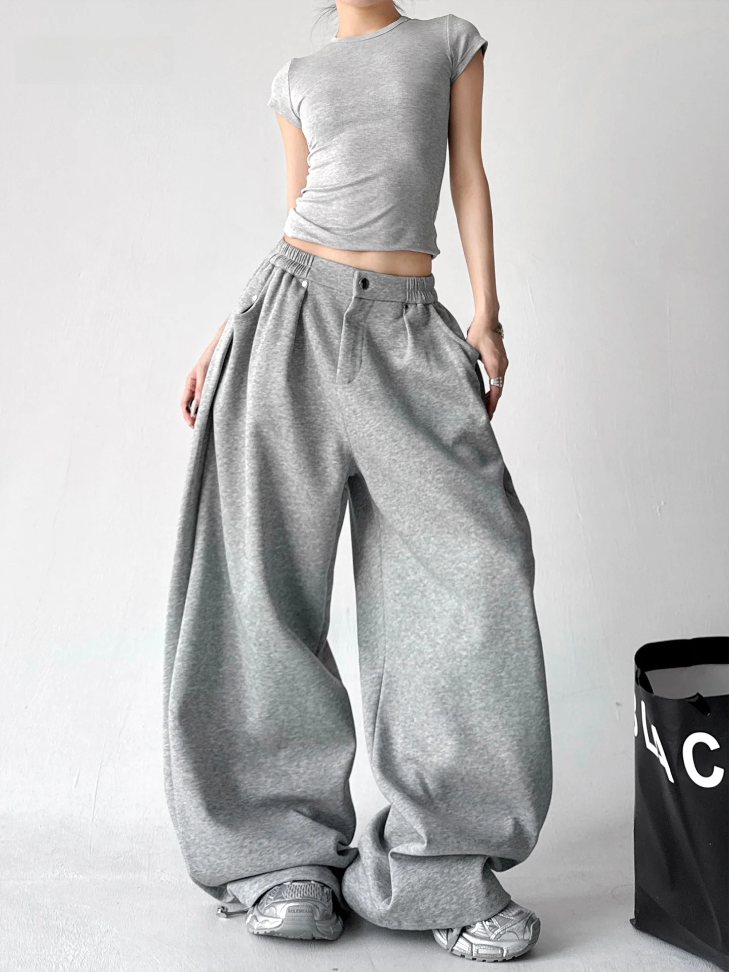 

High Waist Wide Leg Casual Sports Pants Women's ey Loose Slimming Long Trousers Korean Sle Spring Faion 2025