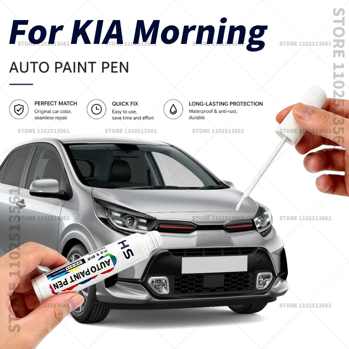 Quick Dry Car Touch Up Paint Pen Auto Scratch Repair Brush for Paint Chips Scratches and Scuffs For KIA Morning Blue White Red