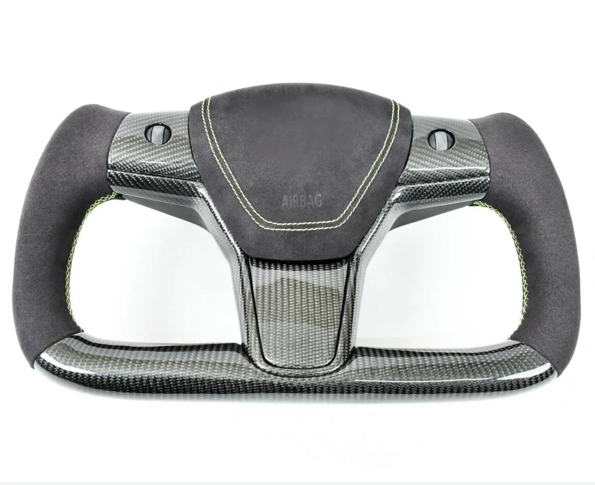 

Brand New Customized Leather Colour YOKE Style Carbon Fiber Steering Wheel for Model S