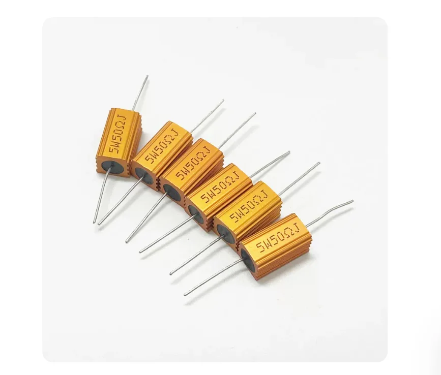 5PCS 1K 2K 3K 4.7K 5K Wirewound High Power Metal Shell  Golden Aluminum Metal Case Resistor RX24-5W-1KJ 2KJ 3KJ 4.7KJ 5KRJ 5%