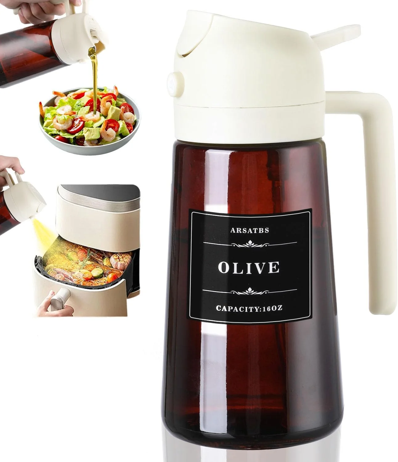 2-in-1 Glass Oil Dispenser and Sprayer Bottle for Cooking
