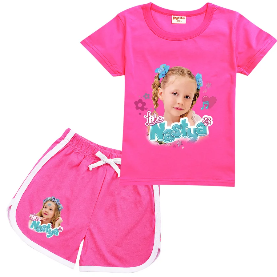 Lovely Like Nastya T Shirt Kids Summer Short Sleeve T-shirt and Shorts 2pcs Sets Toddler Girls Outfits Children Casual Sportsuit