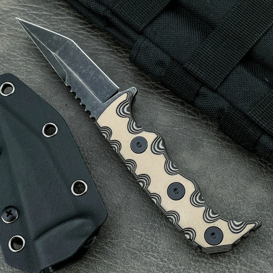 

Нож TKELL 007 для охоты и выживания, тактический прямой нож с фиксированным клинком, многофункциональный инструмент для самообороны с ножнами K-типа