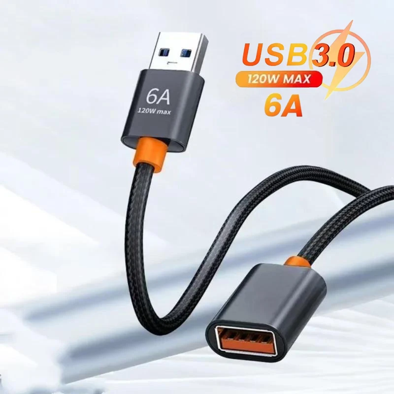Female To Male Extender Cord 6A USB 3.0/2.0 Extension Cable High-Speed Transmission Data Cable for Computer TV Camera Laptop