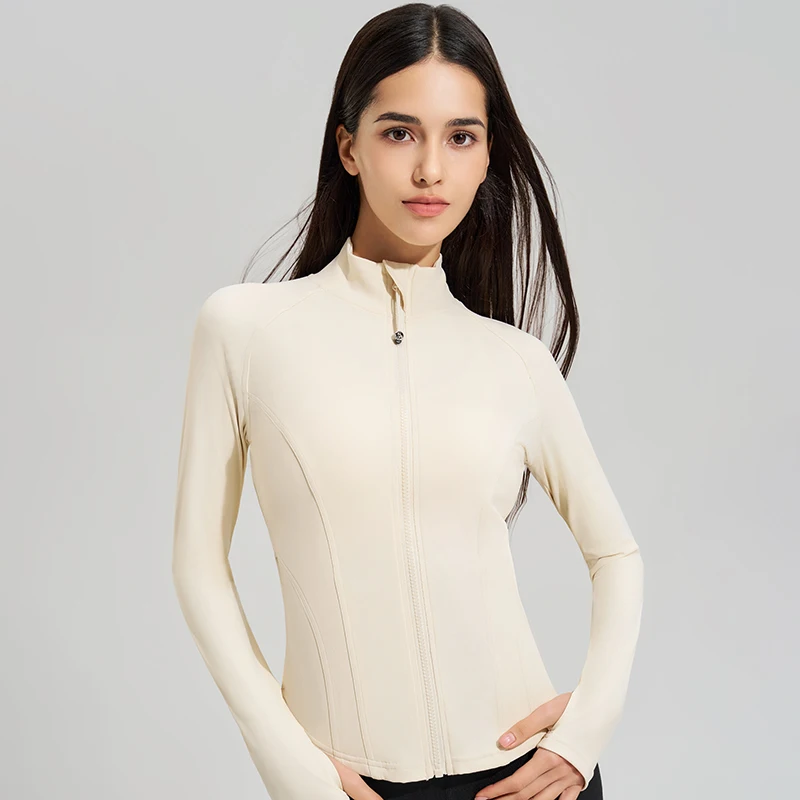 Exercise jacket yoga fitness clothing long-sleeved women four seasons running fast dry tight tops gym yoga jacket